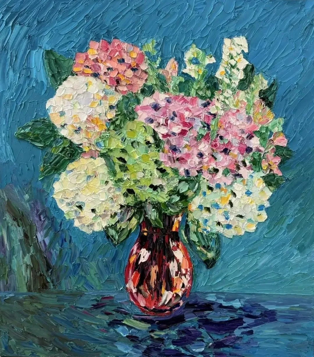«Гортензии» — картина Ольги Симаковой, 80 × 100 см, серия Цветочная серия
