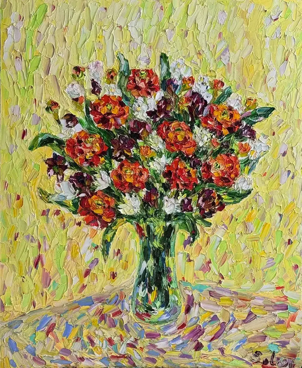 «Утренний букет» — картина Ольги Симаковой, 80 × 100 см, серия Цветочная серия